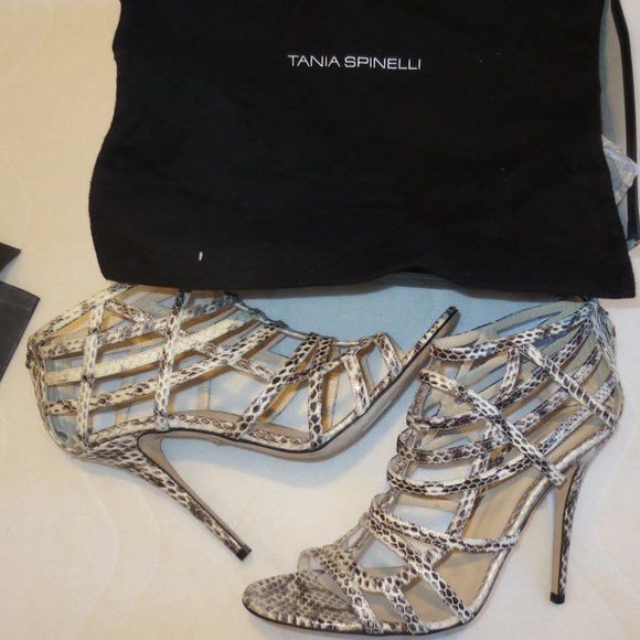 TANIA SPINELLI "Elaphe" Snakeskin Sandal Heels - Picture 1 of 2